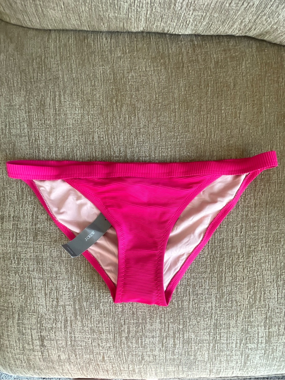 J. Crew Bright Pink Ribbed Bikini Bottom